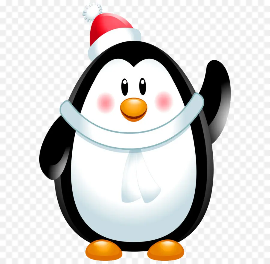 Pingüino Con Gorro De Papá Noel，Pingüino PNG