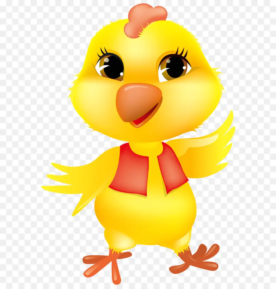 Pollito Amarillo Con Lazo Azul，Lindo PNG