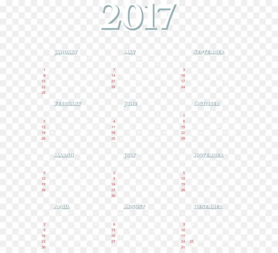 Calendario 2017，Año PNG