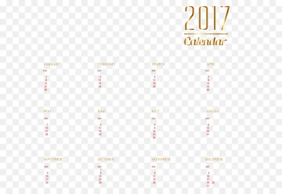 Calendario 2017，Año PNG