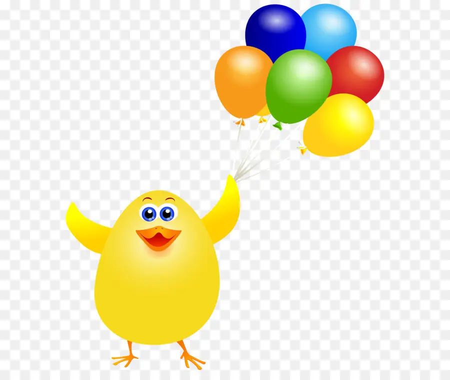 Pollito Con Globos，Amarillo PNG