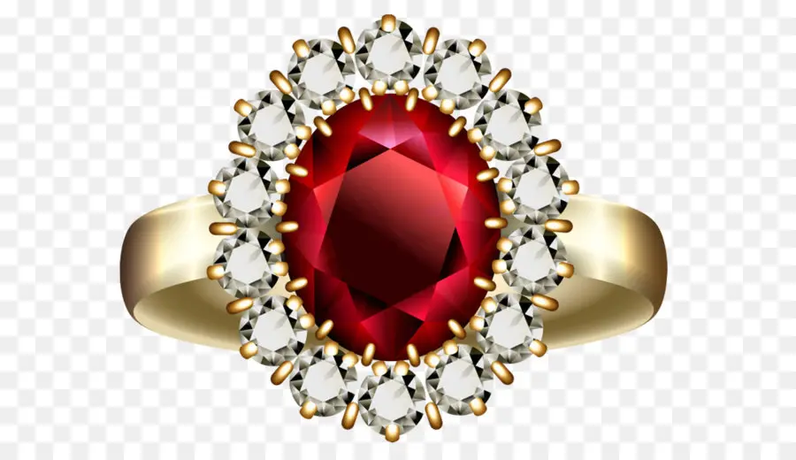 Anillo De Oro Con Gema Roja，Oro PNG