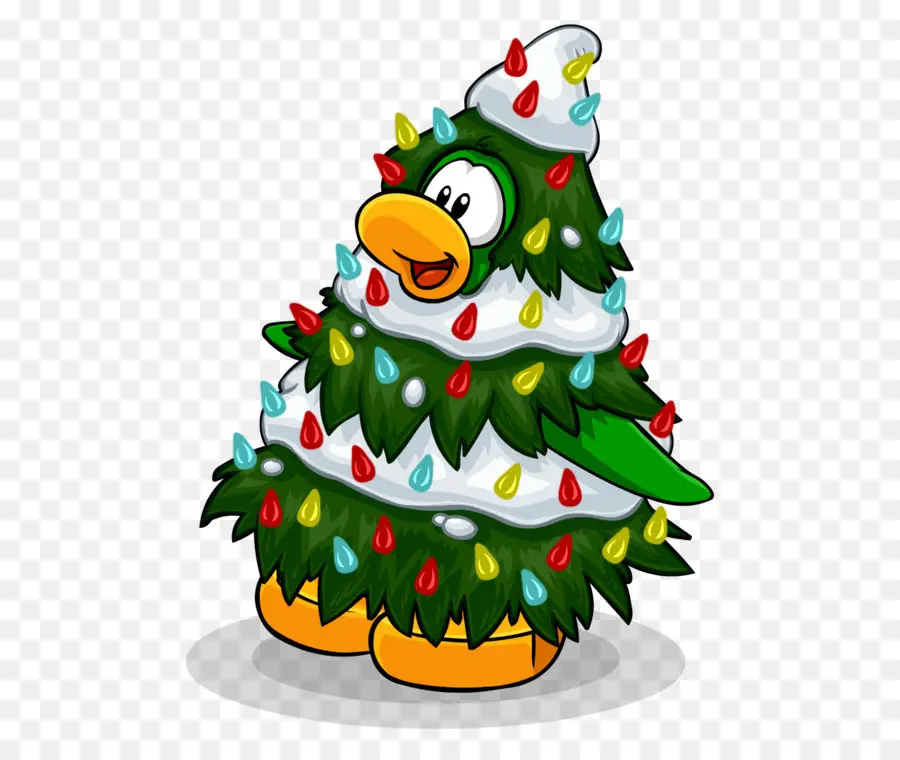 Disfraz De Pingüino Disfrazado De árbol De Navidad，Luces PNG