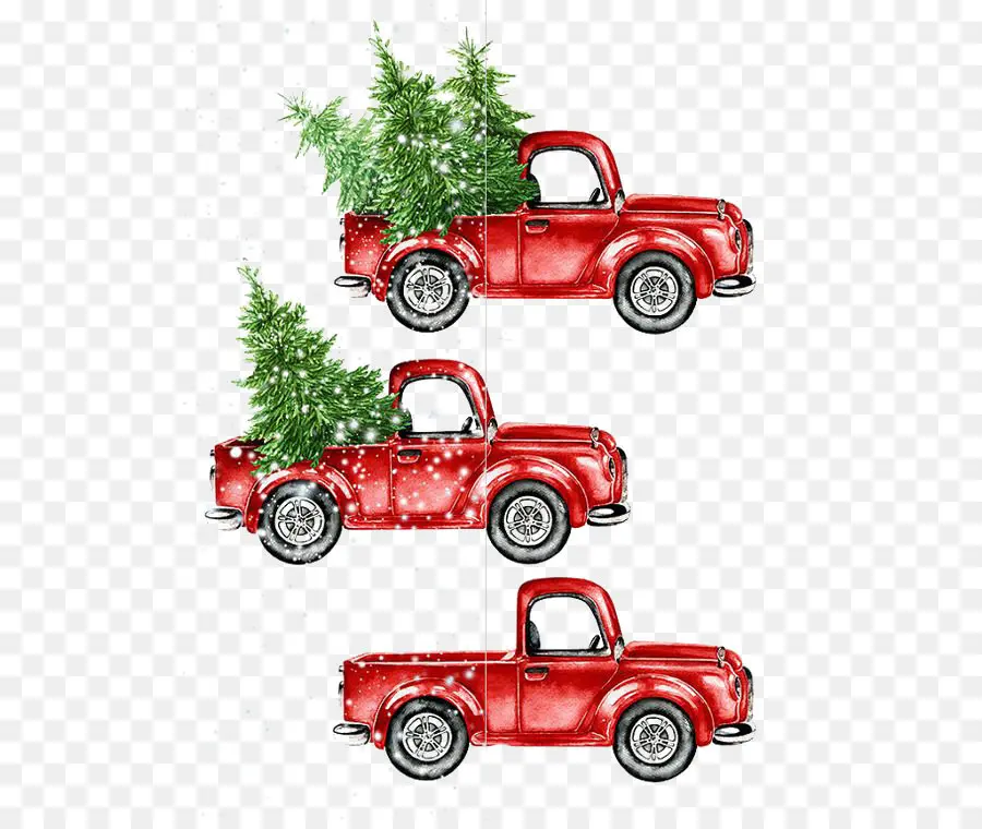 Camioneta Roja，Árbol De Navidad PNG