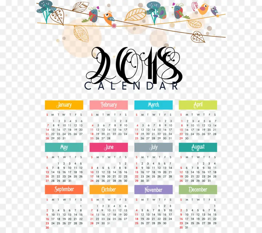 Calendario 2018，Año PNG