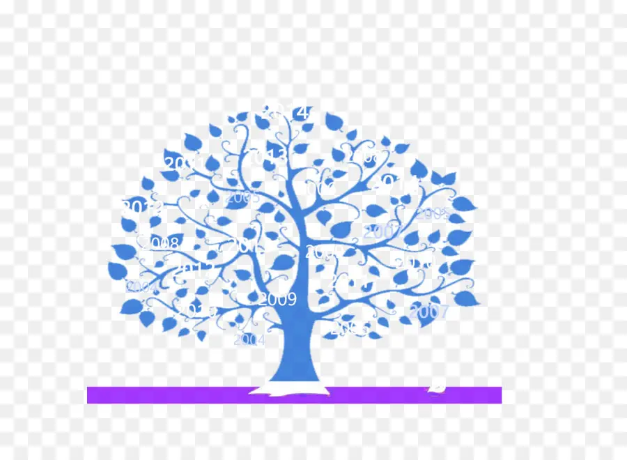 Ilustración De árbol，Azul PNG