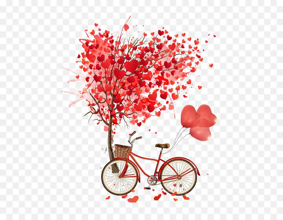 Bicicleta Con árbol De Corazón，Globos PNG