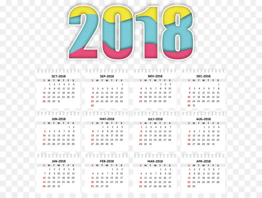 Calendario，2018 PNG