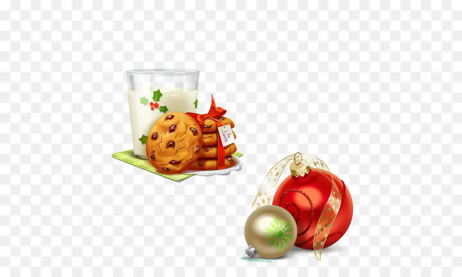 Leche Y Galletas Con Adornos Navideños，Navidad PNG