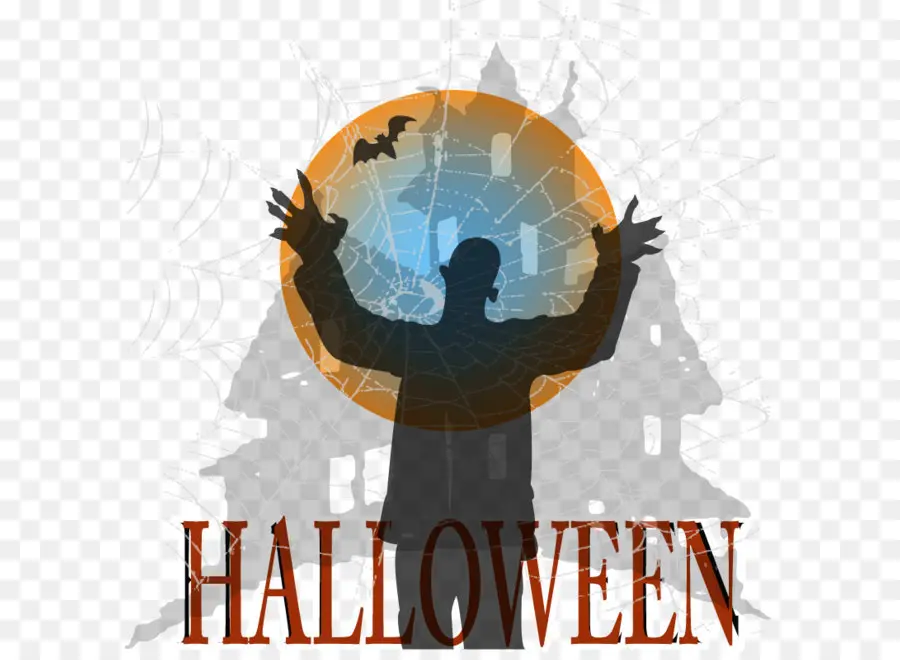 Silueta De Halloween，Casa Embrujada PNG