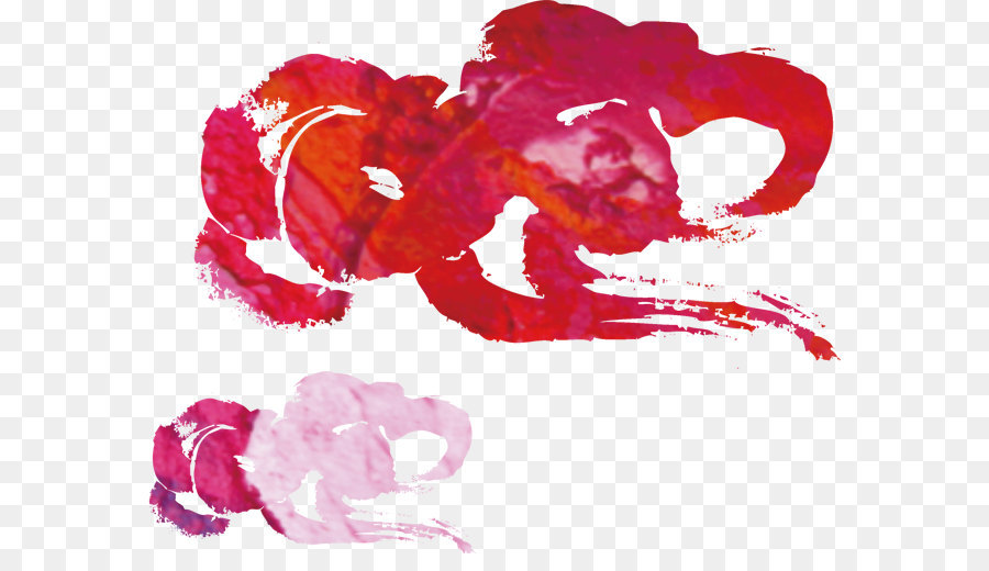 Trazos De Pincel Rojo Y Rosa，Pintar PNG