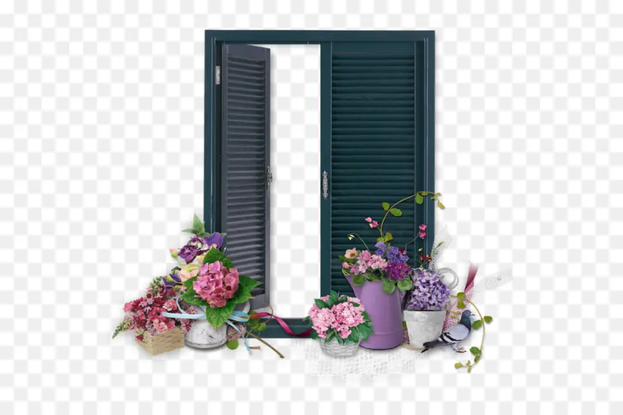 Ventana Con Flores，Hogar PNG