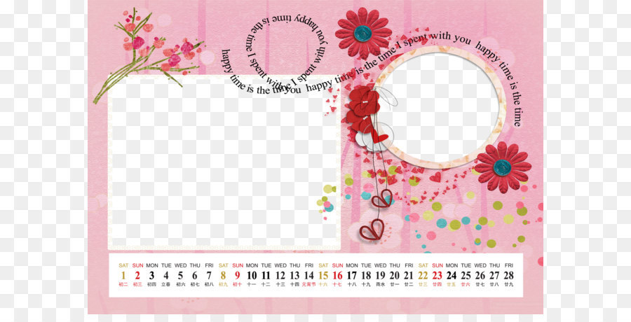 Calendario Con Flores Y Corazones，Flores PNG