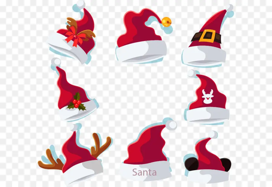 Gorros De Papá Noel，Navidad PNG