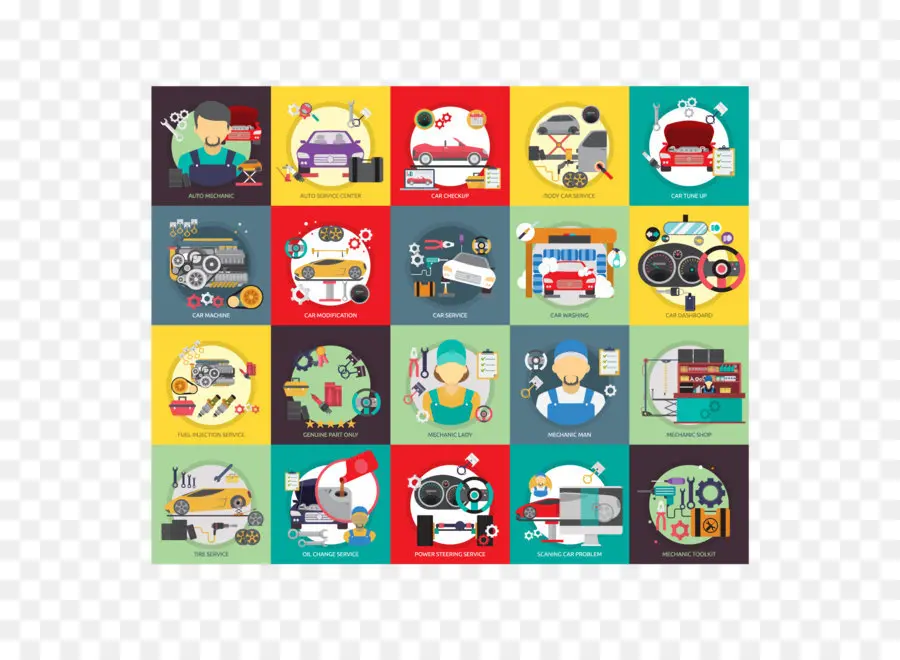 Iconos De Servicio De Coche，Vistoso PNG