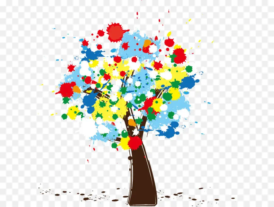 árbol Colorido，Pintar PNG