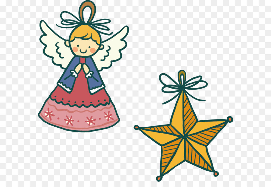 ángel Y Estrella，Navidad PNG