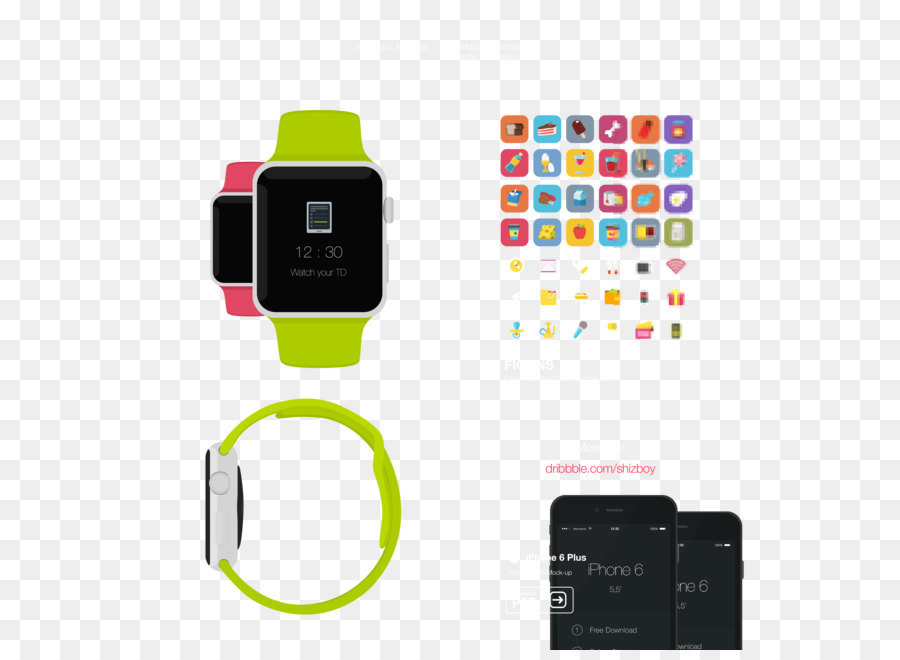 Iphone 6 Plus，Apple Watch PNG