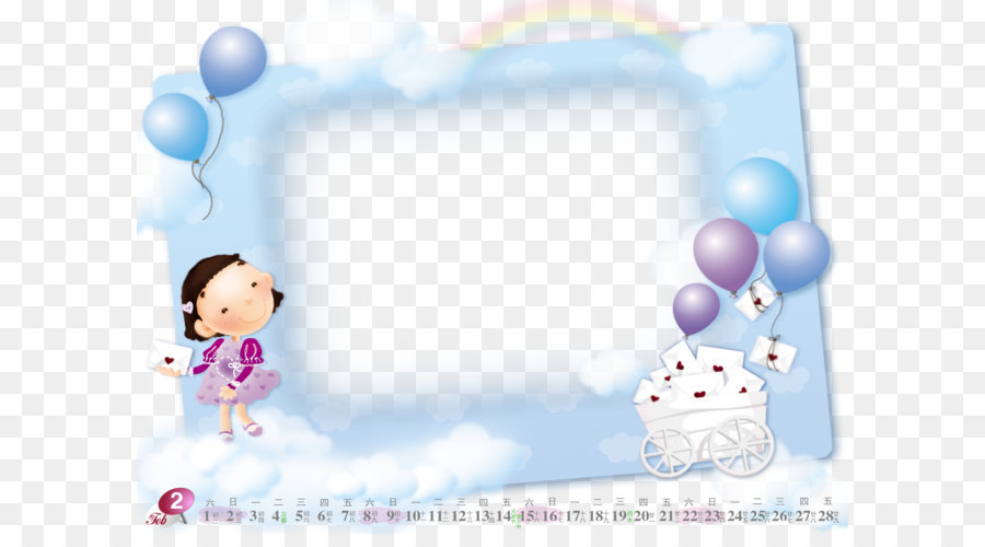 Chica De Dibujos Animados Con Globos，Calendario PNG