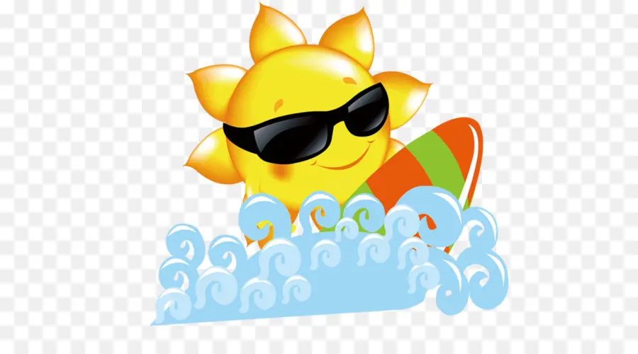 Sol Con Gafas De Sol，Tabla De Surf PNG