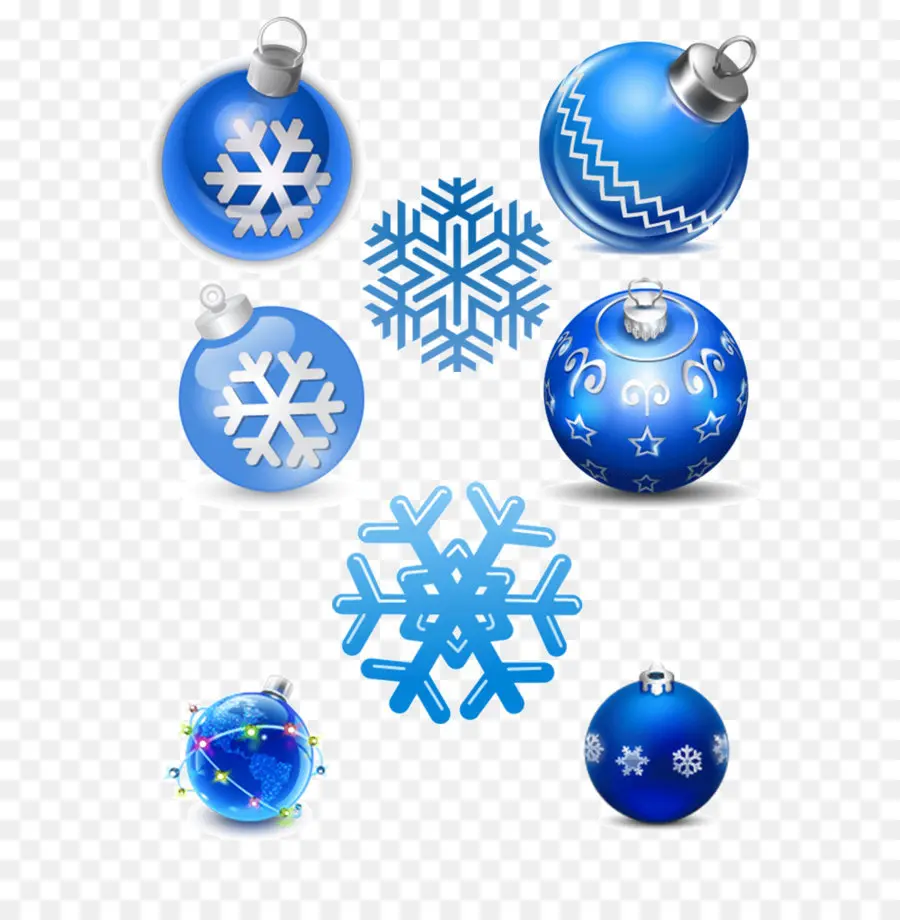 Adornos Navideños Azules，Copos De Nieve PNG