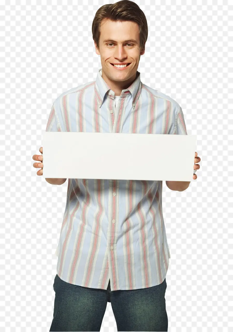 Hombre Con Cartel En Blanco，Firmar PNG