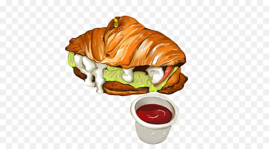 Sándwich De Croissant，Lechuga PNG