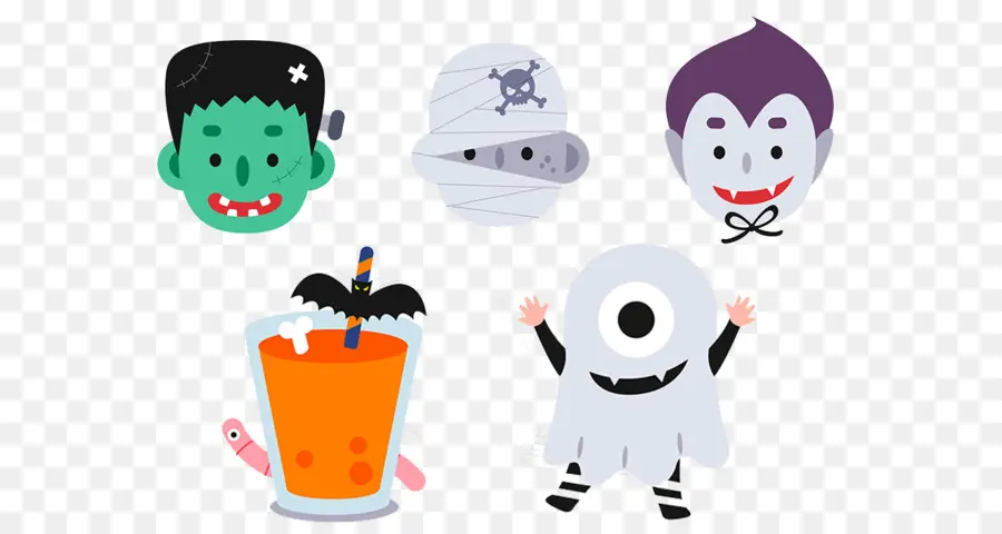 Personajes De Halloween Y Bebida，Frankenstein PNG