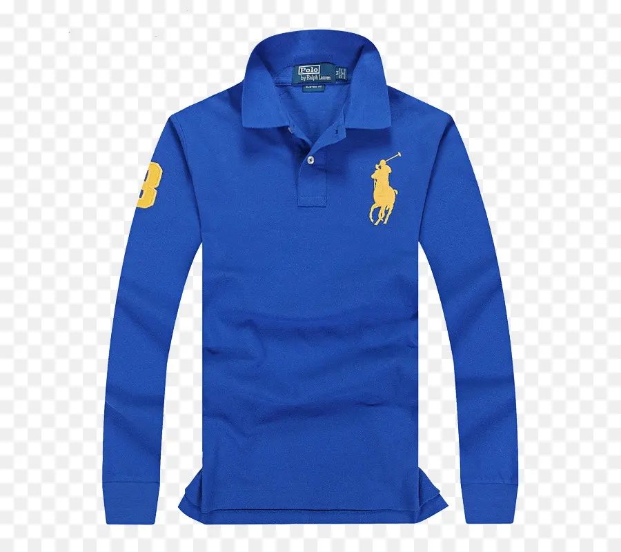 Polo Azul，Manga Larga PNG