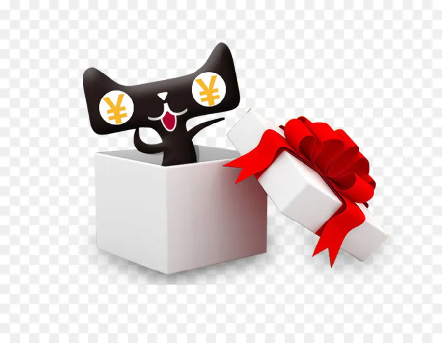 Gato En Caja De Regalo，Regalo PNG