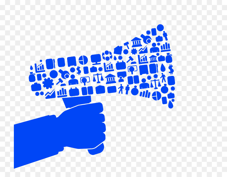 Megáfono Azul，Mano PNG