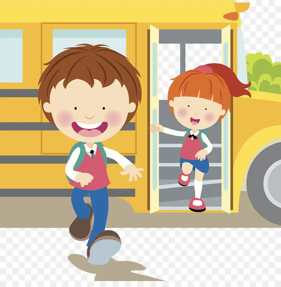 Autobús Escolar，Niños PNG