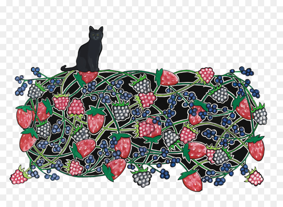 Gato Negro Y Bayas，Fresas PNG