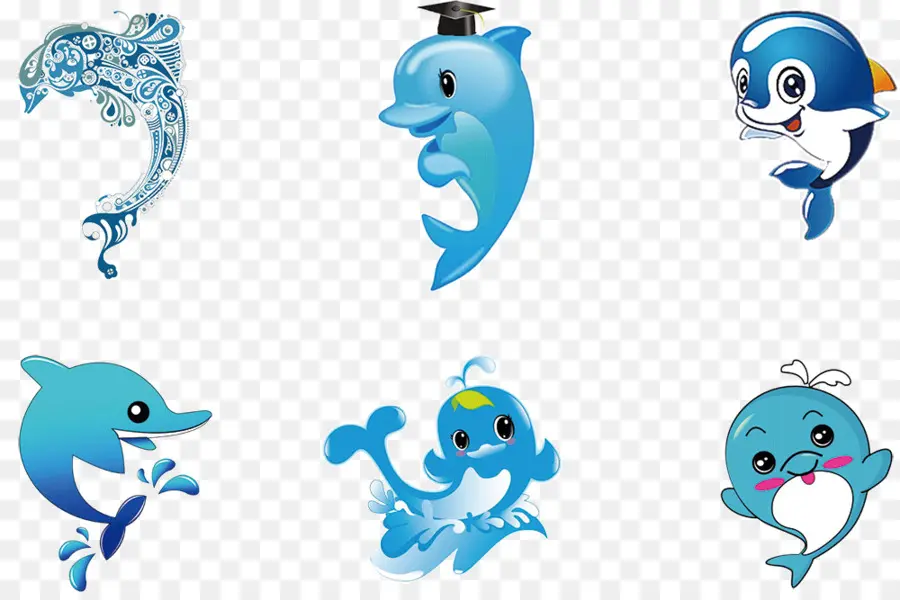 Delfines Azules，Dibujos Animados PNG