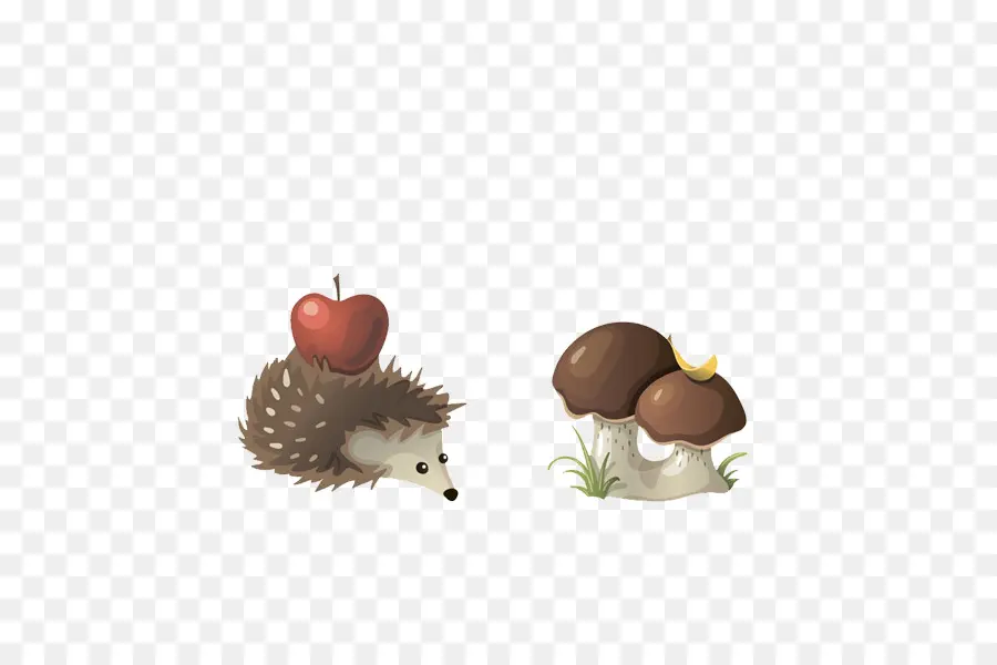 Erizo Y Setas，Bosque PNG