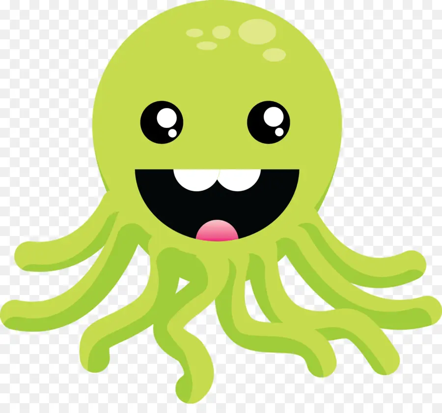 Lindo Pulpo Verde，Dibujos Animados PNG