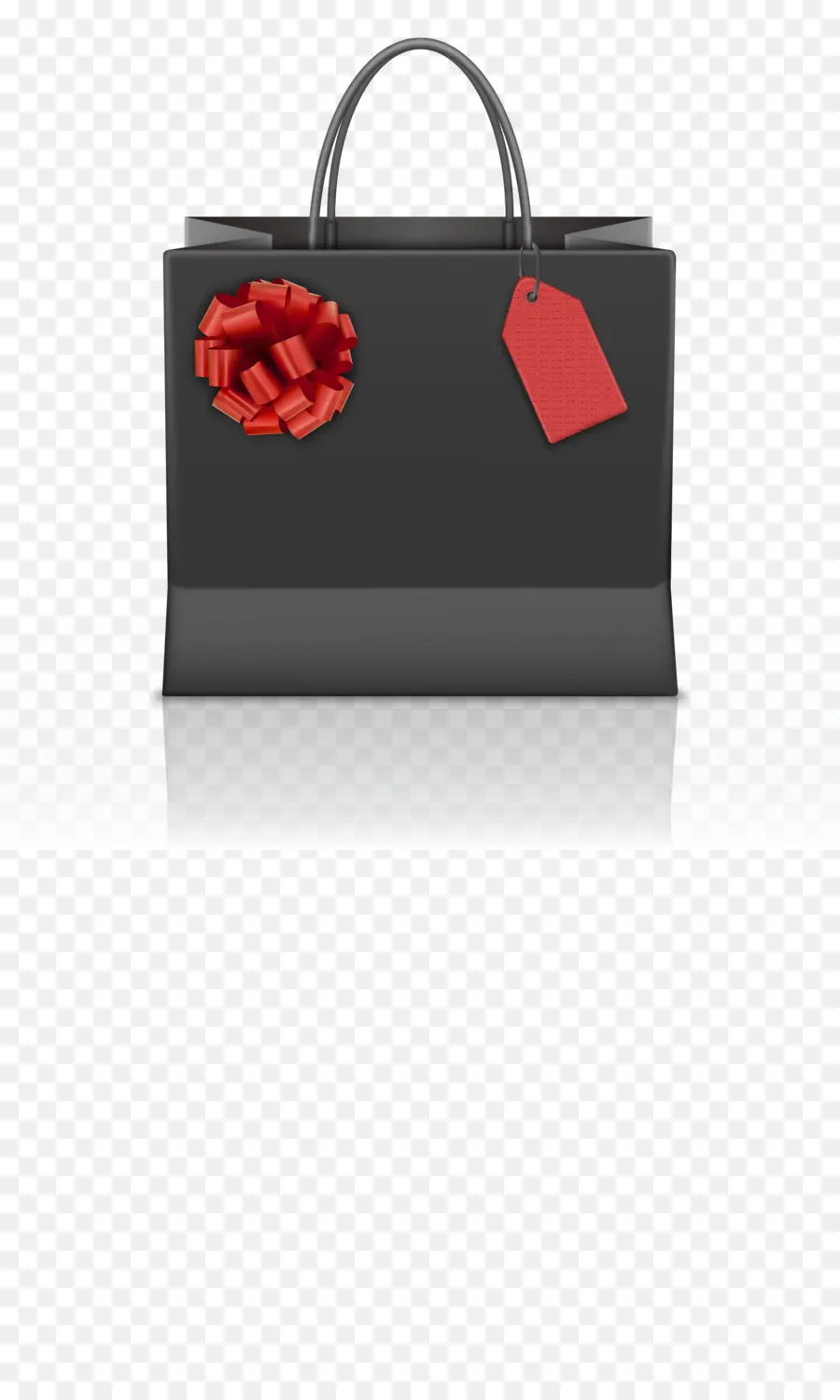 Bolsa De Regalo Negra，Lazo Rojo PNG