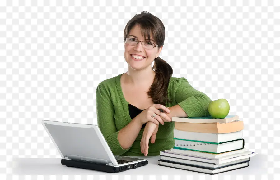 Mujer Con Computador Portatil，Libros PNG