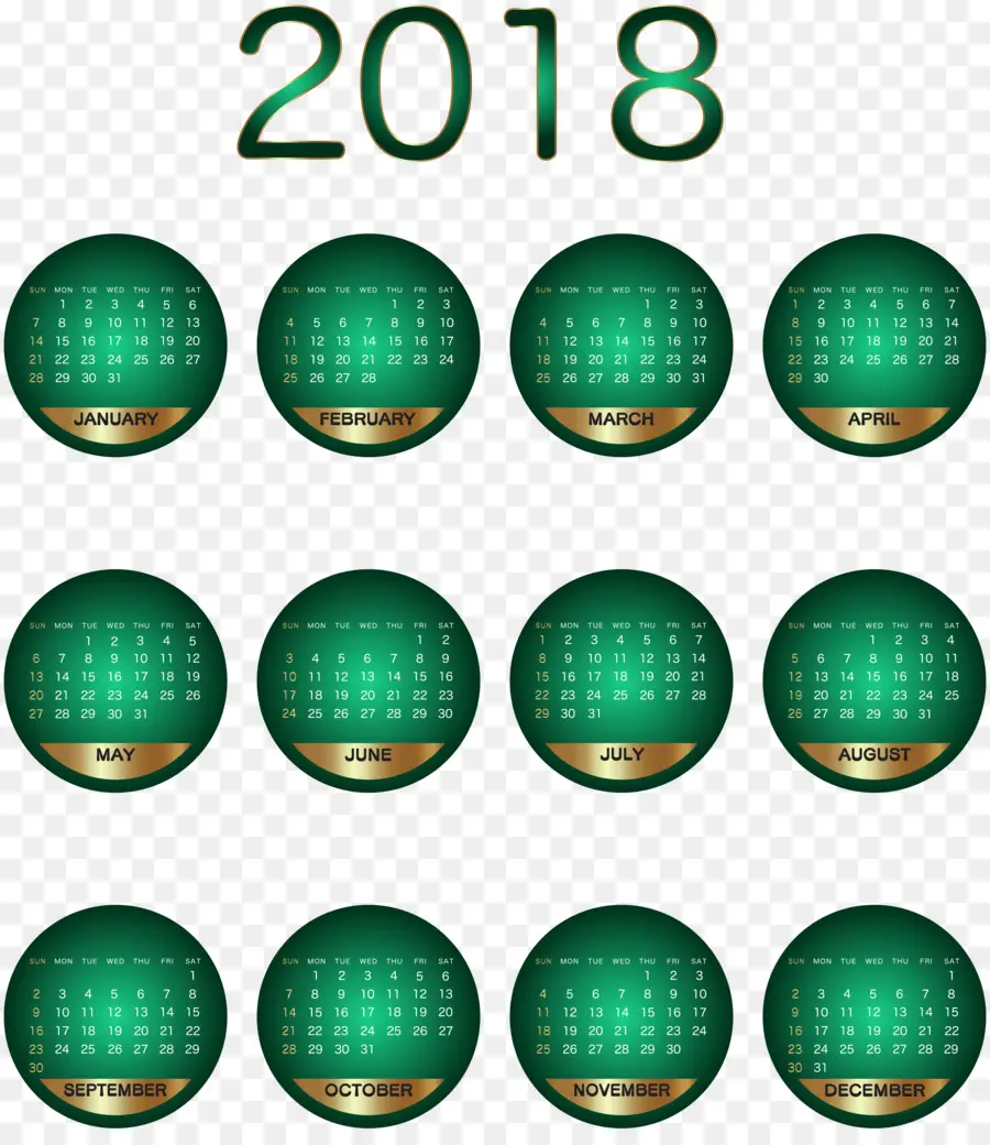 Calendario 2018，Año PNG