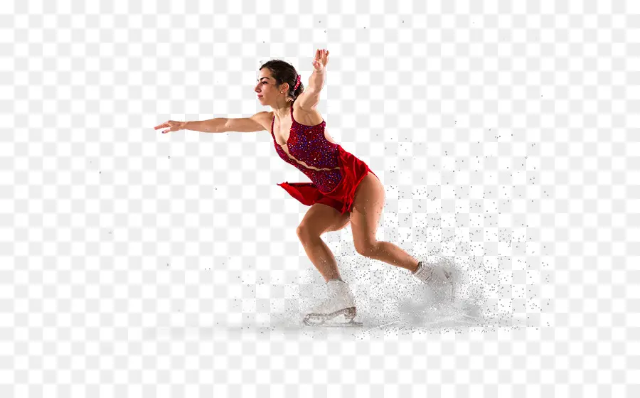 Patinadora Artística Con Vestido Rojo，Patinaje Sobre Hielo PNG