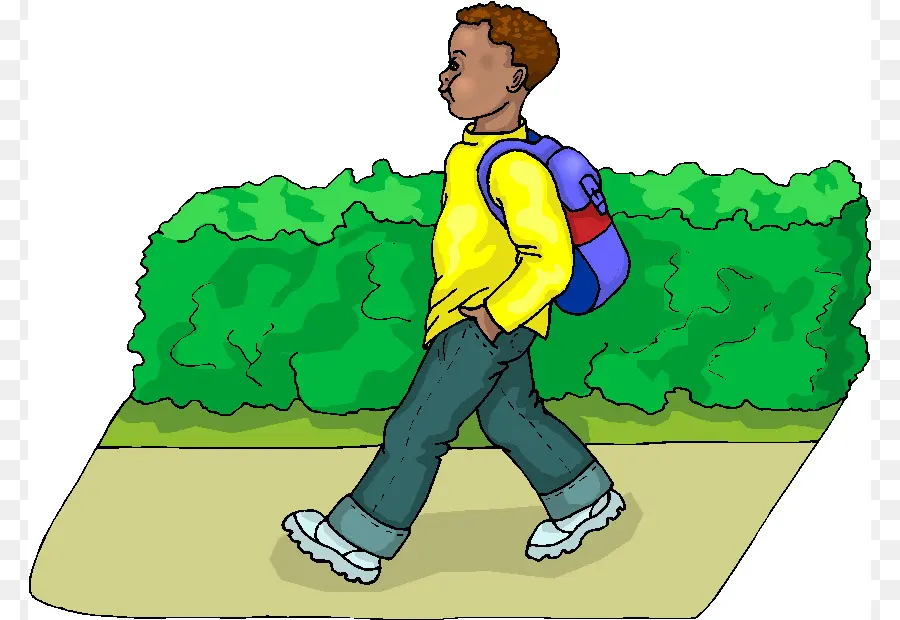 Niño Con Mochila，Caminando PNG