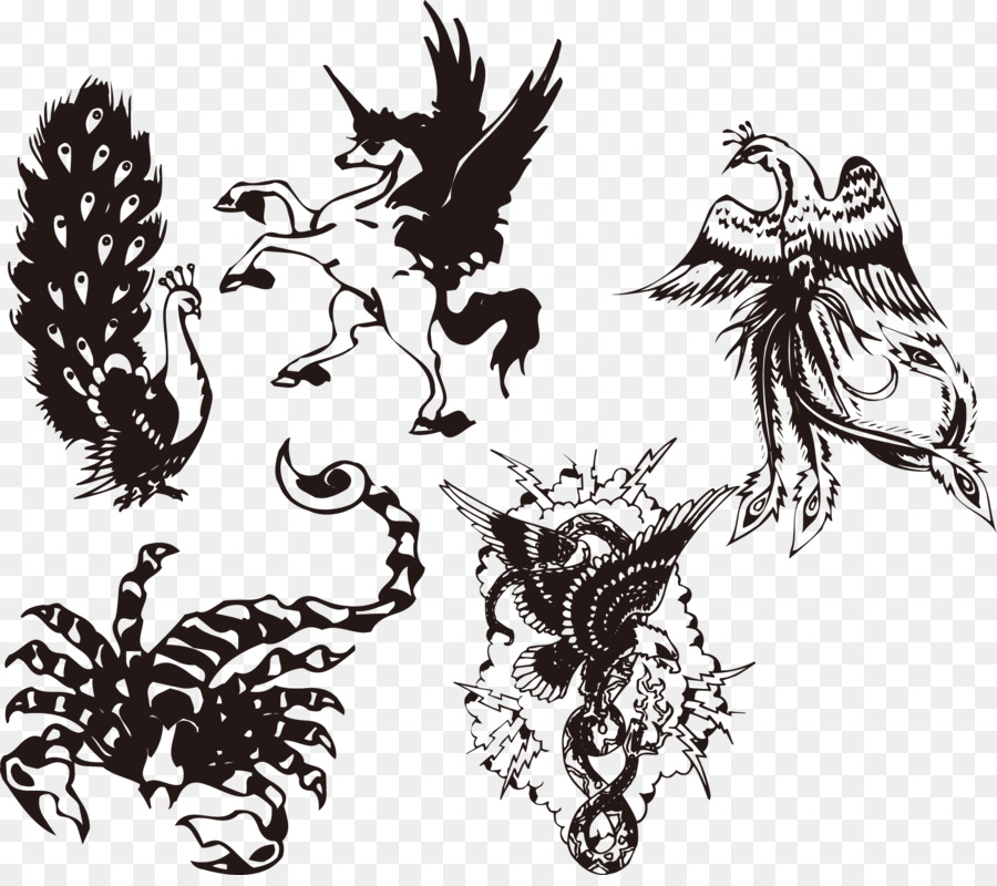 Ilustraciones De Animales En Blanco Y Negro，Pavo Real PNG