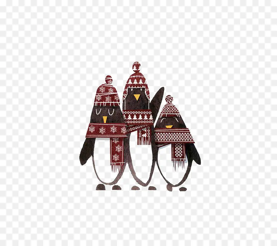 Pingüinos Con Sombreros De Invierno，Invierno PNG