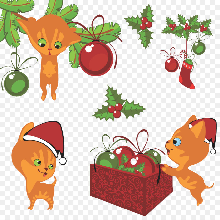 Gatos Navideños，Decoraciones PNG