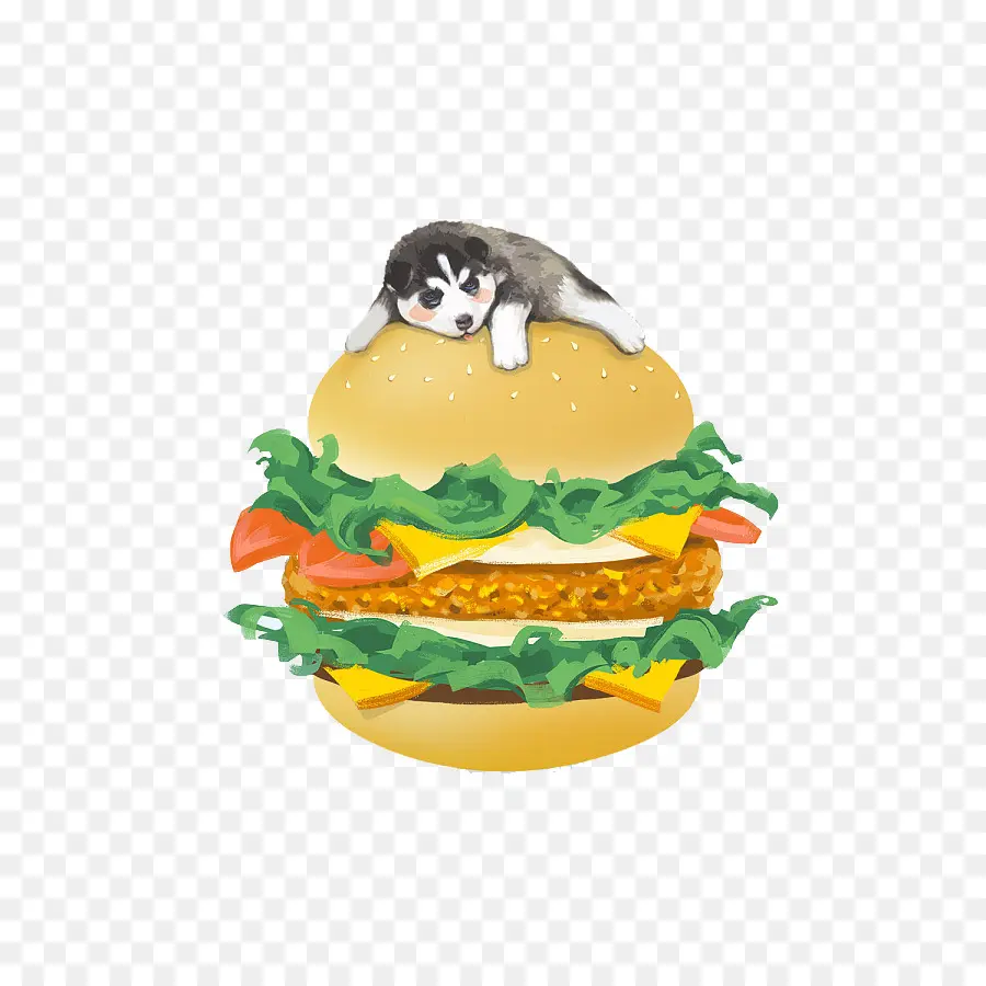 Perro Husky En Hamburguesa，Mascota PNG