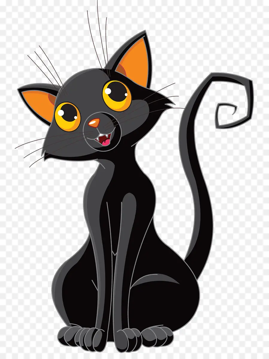 Gato Negro，Ojos Amarillos PNG