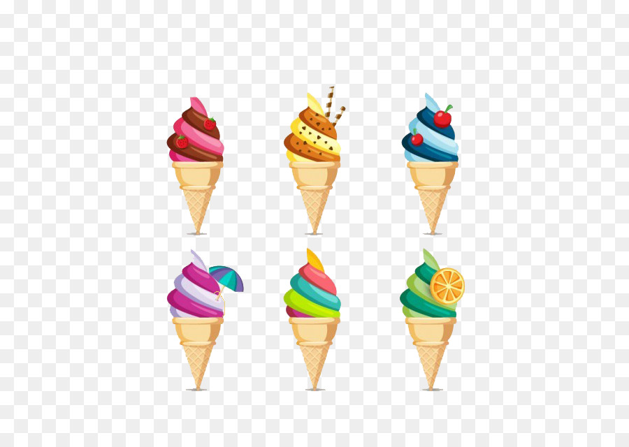 Conos De Helado De Colores，Postre PNG