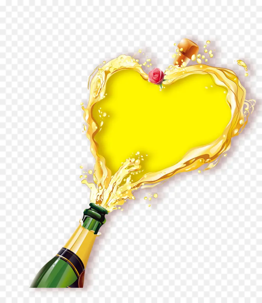 Corazón De Champán，Botella PNG