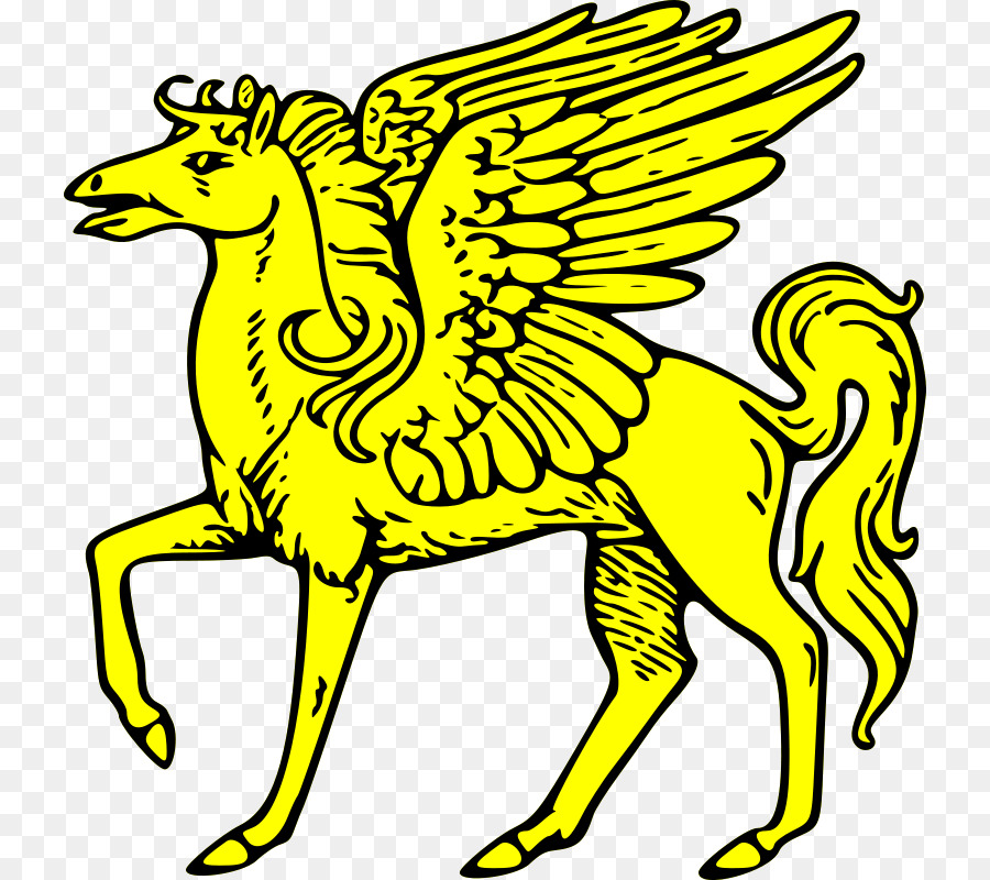 Pegaso Amarillo，Caballo Alado PNG