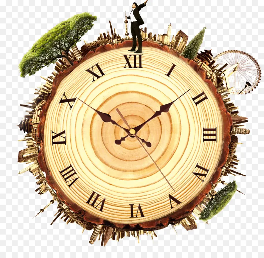 Reloj De Madera，Números Romanos PNG